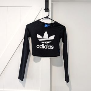 Adidas Cropped Long Sleeves Black Top